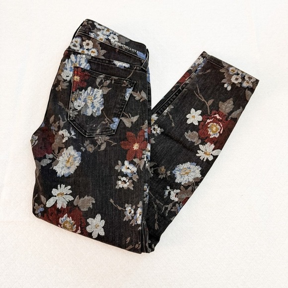 Current Elliott The Stiletto Black Wildflower Denim Jeans Size 24 - Picture 8 of 8